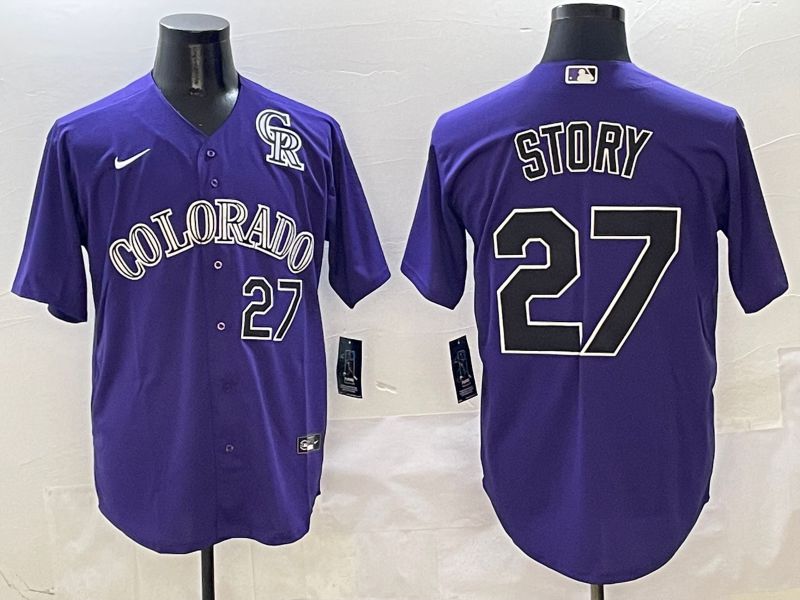 Men Colorado Rockies #27 Story Purple Game 2025 Nike MLB Jersey style 5